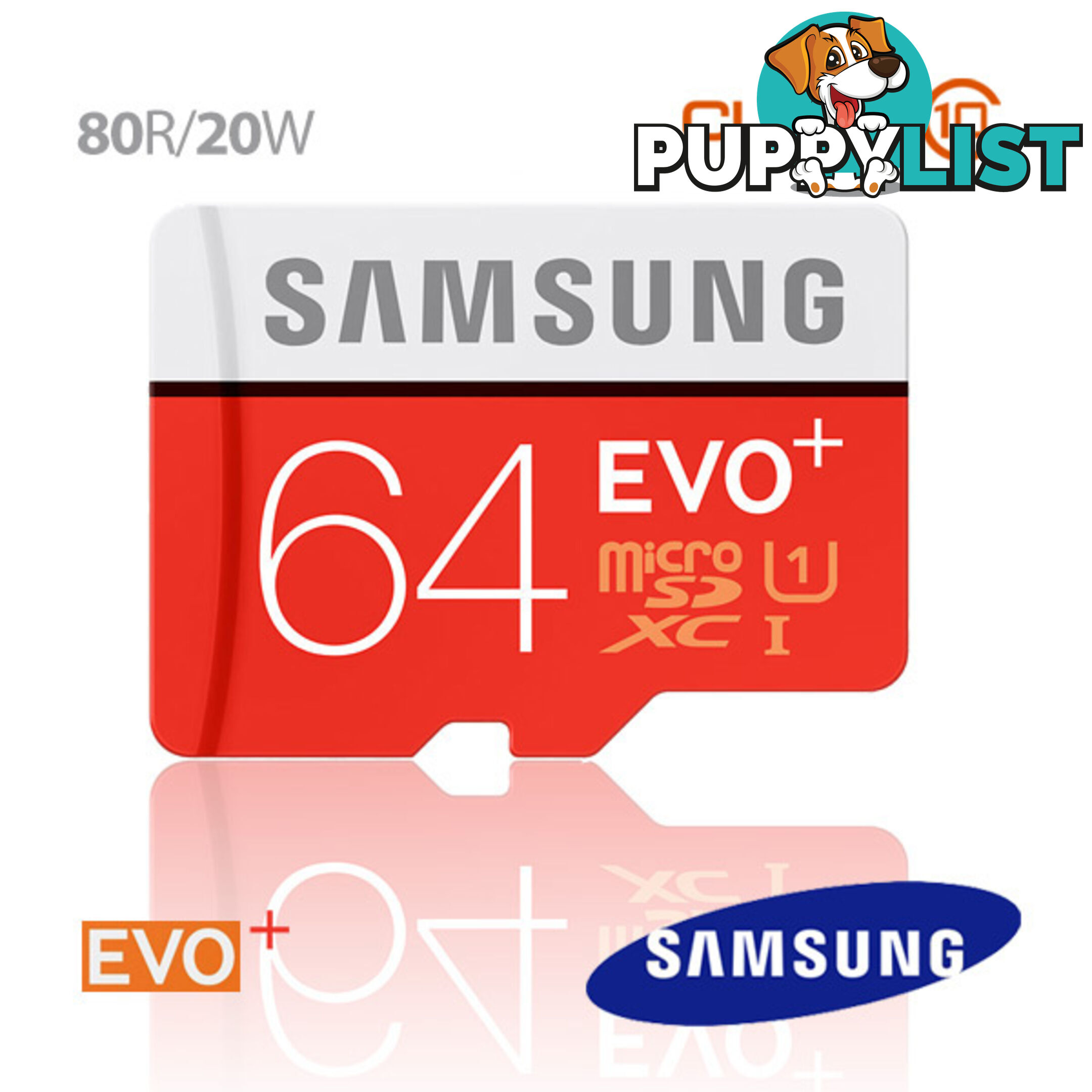 Samsung EVO PLUS 64GB Micro SD Memory Card 80R/20W MB-MC64D