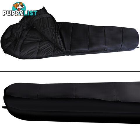 Single Sleeping Bag Outdoor Camping Tent Hiking Thermal Black Free Bag