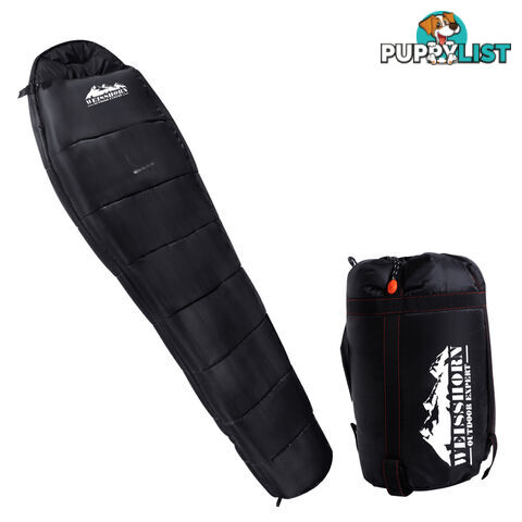 Single Sleeping Bag Outdoor Camping Tent Hiking Thermal Black Free Bag