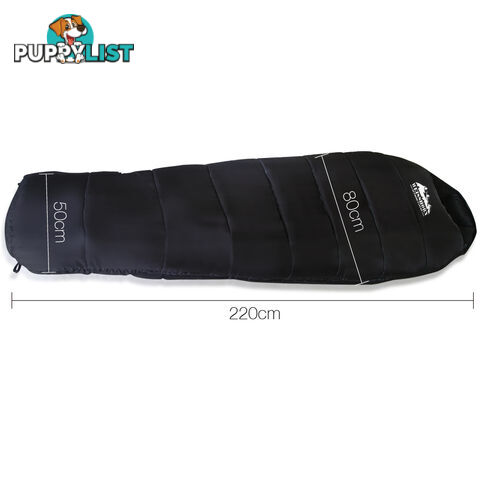 Single Sleeping Bag Outdoor Camping Tent Hiking Thermal Black Free Bag