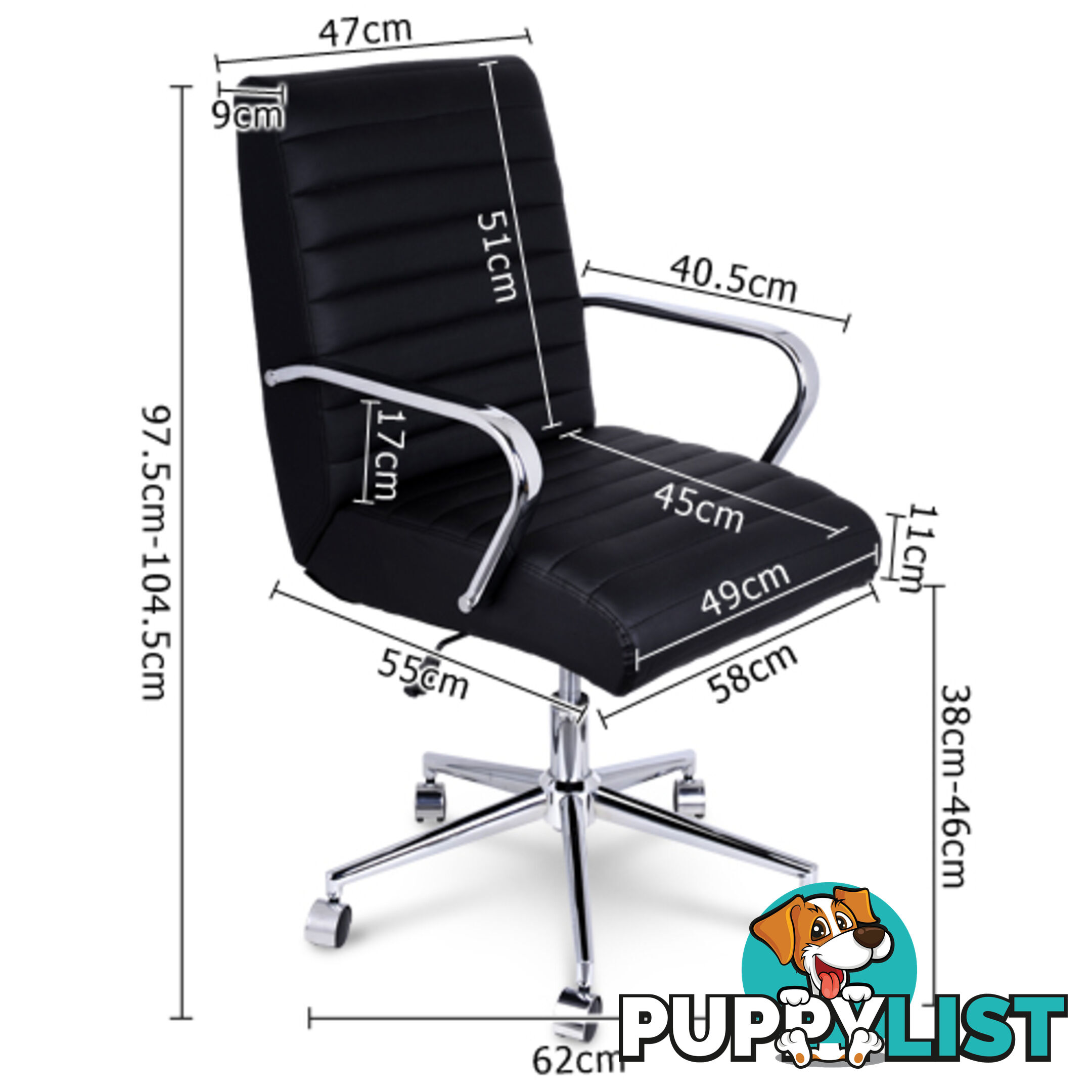 PU Leather Office Chair Home Computer Desk Lounge Black