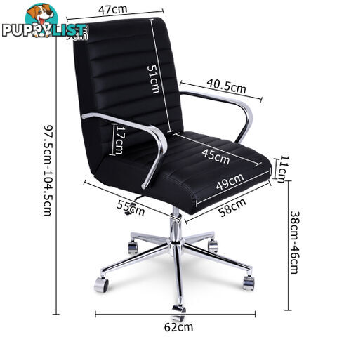 PU Leather Office Chair Home Computer Desk Lounge Black