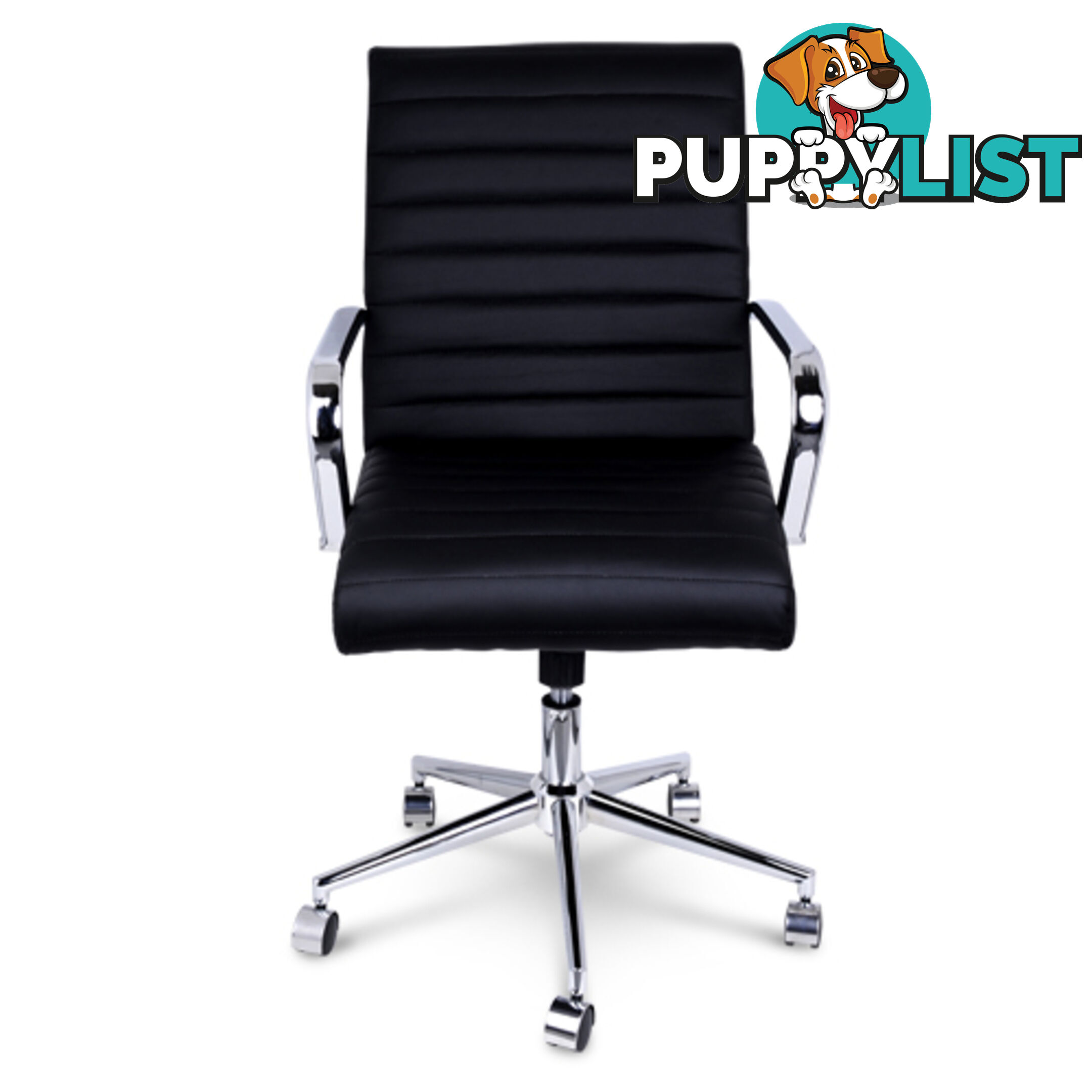 PU Leather Office Chair Home Computer Desk Lounge Black