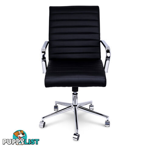 PU Leather Office Chair Home Computer Desk Lounge Black