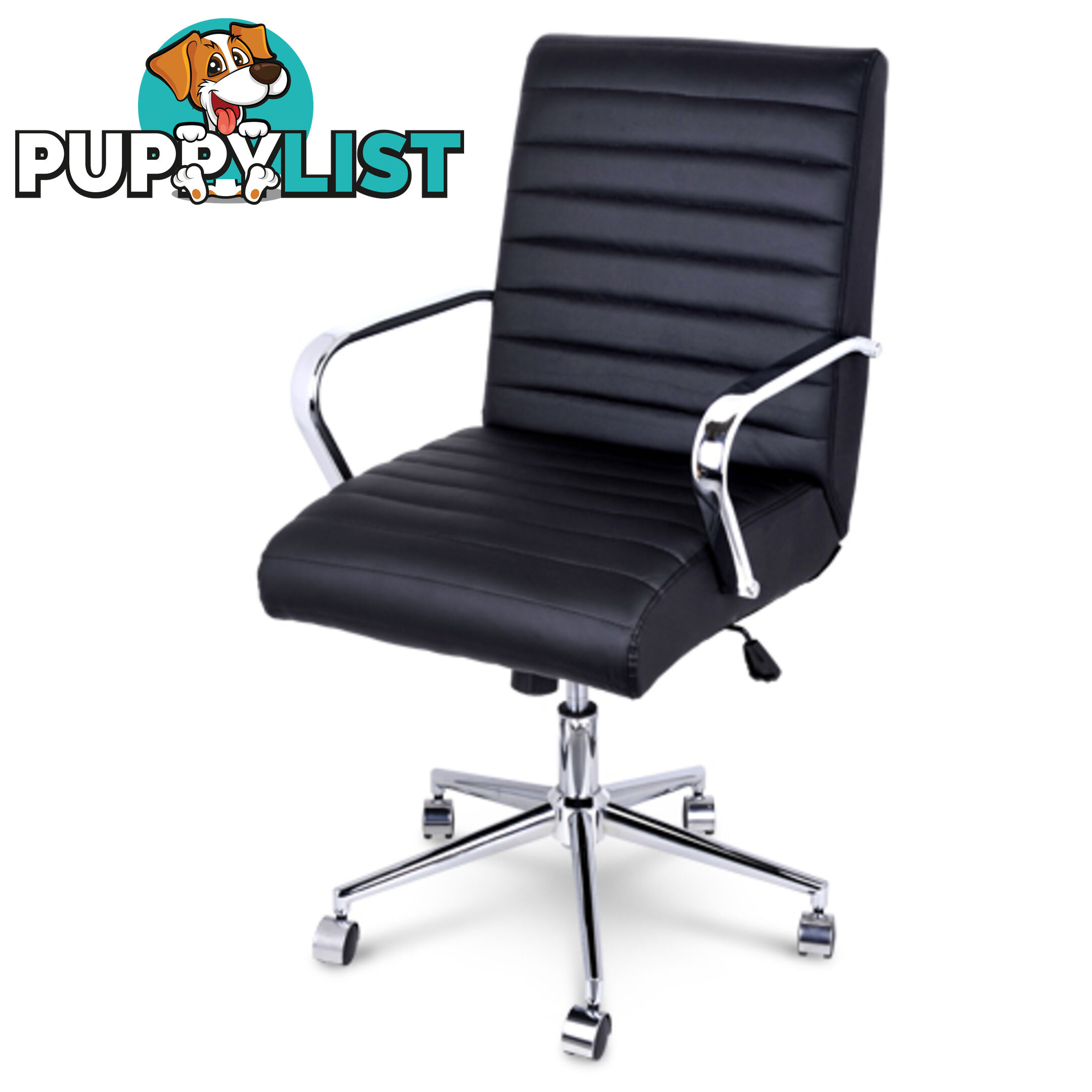 PU Leather Office Chair Home Computer Desk Lounge Black