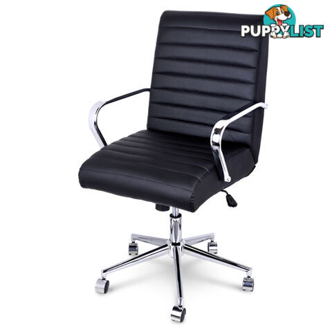 PU Leather Office Chair Home Computer Desk Lounge Black