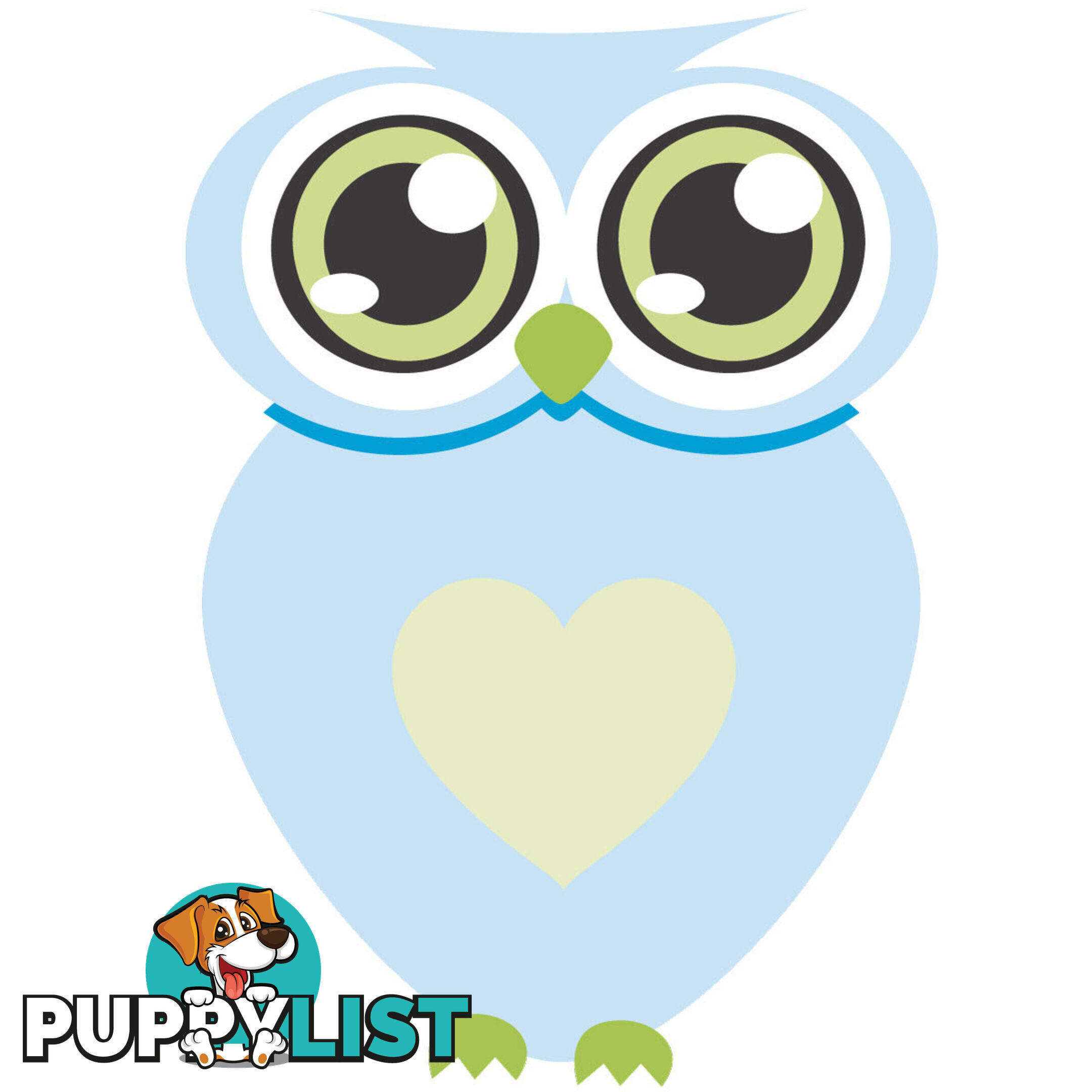 Blue owl with big eyes Wall Stickers - Totally Movable