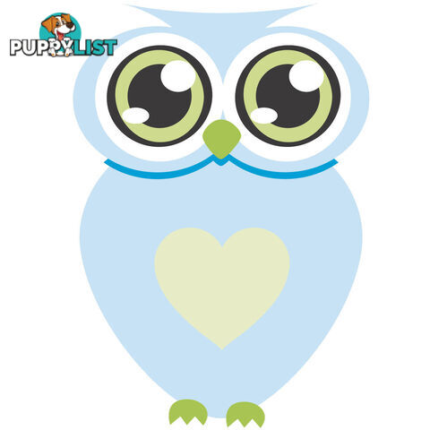 Blue owl with big eyes Wall Stickers - Totally Movable