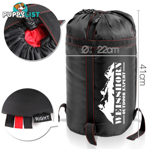 Single Camping Sleeping Bag Outdoor Thermal Tent Hiking Winter -10_ Red Black