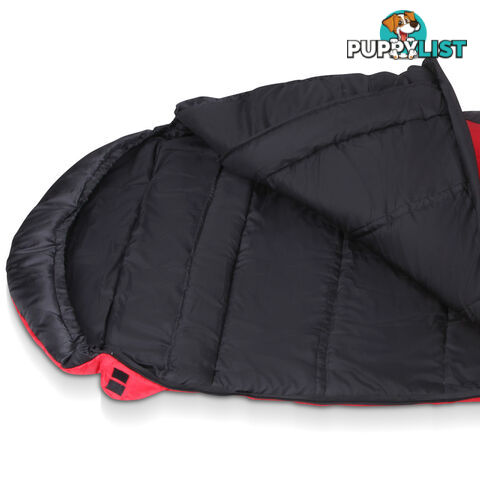 Single Camping Sleeping Bag Outdoor Thermal Tent Hiking Winter -10_ Red Black