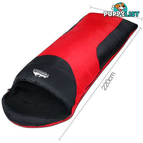 Single Camping Sleeping Bag Outdoor Thermal Tent Hiking Winter -10_ Red Black