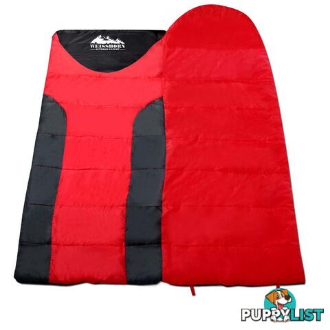 Single Camping Sleeping Bag Outdoor Thermal Tent Hiking Winter -10_ Red Black