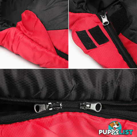 Single Camping Sleeping Bag Outdoor Thermal Tent Hiking Winter -10_ Red Black