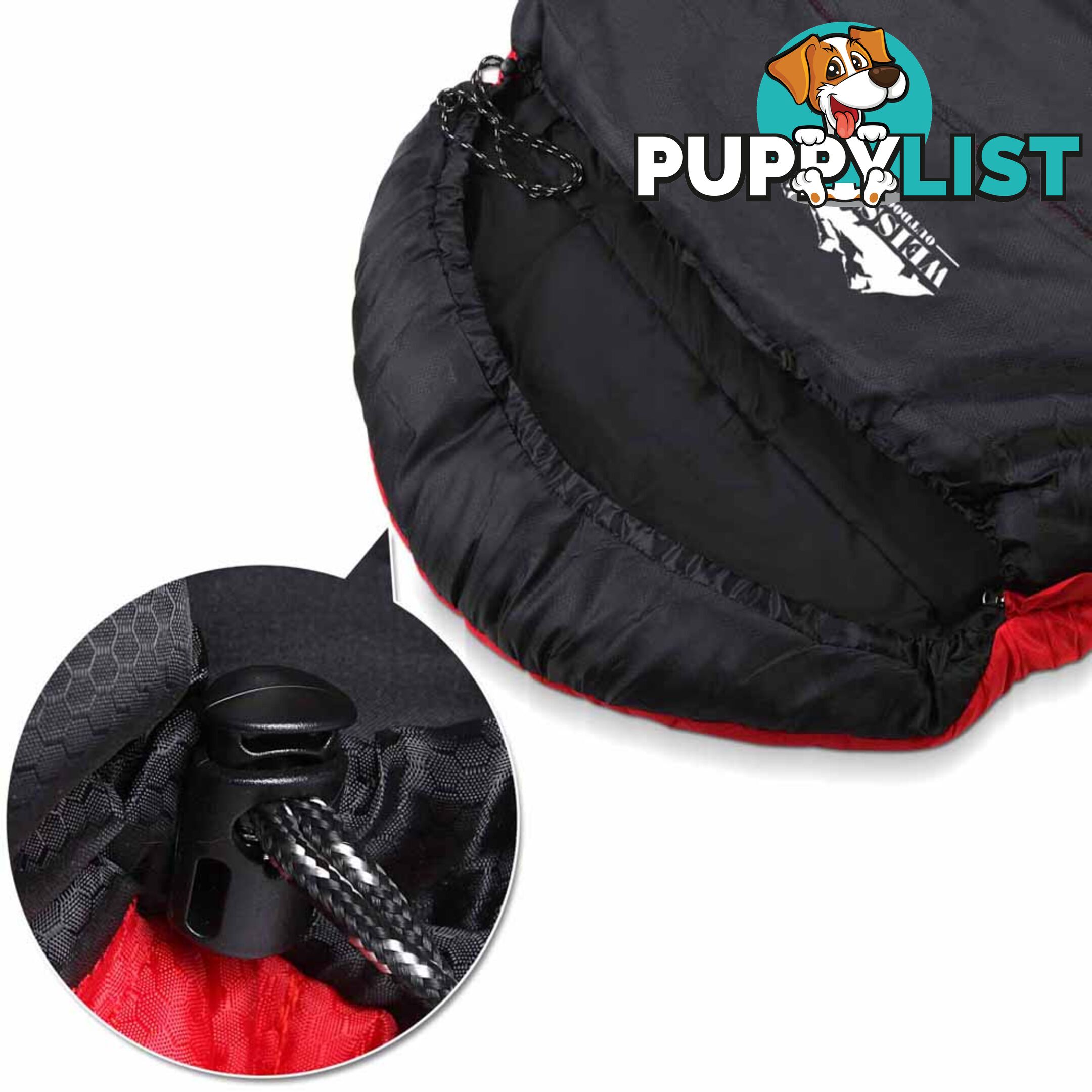Single Camping Sleeping Bag Outdoor Thermal Tent Hiking Winter -10_ Red Black
