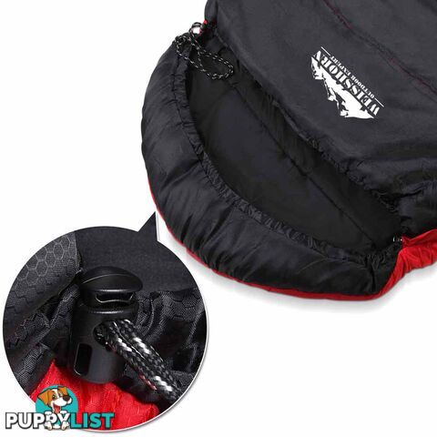 Single Camping Sleeping Bag Outdoor Thermal Tent Hiking Winter -10_ Red Black
