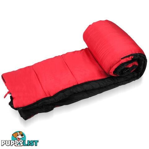 Single Camping Sleeping Bag Outdoor Thermal Tent Hiking Winter -10_ Red Black