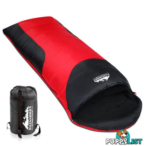 Single Camping Sleeping Bag Outdoor Thermal Tent Hiking Winter -10_ Red Black