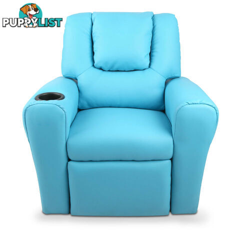 Premium Children PU Leather Sofa Kids Recliner Lounge Padded Arm Chair Blue