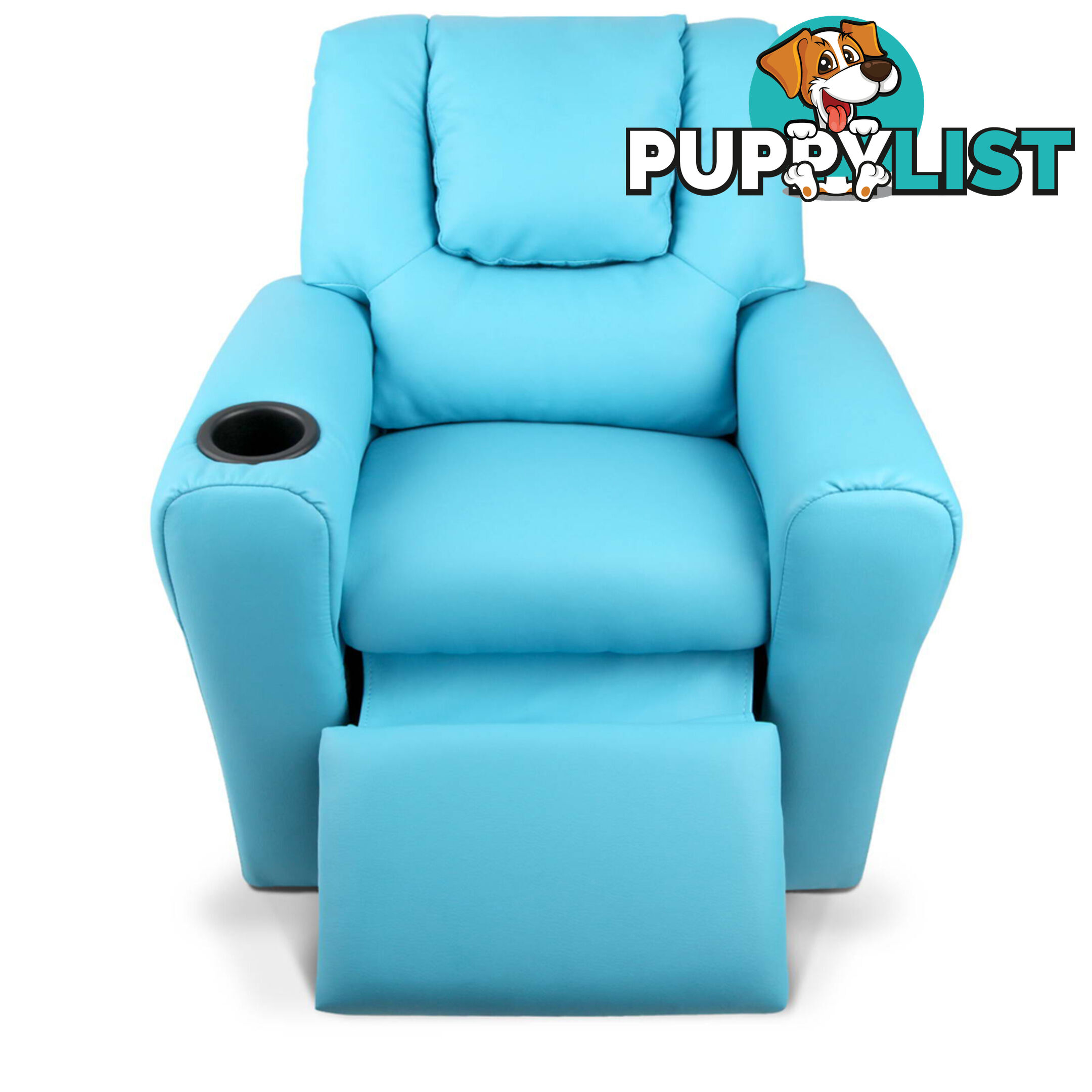 Premium Children PU Leather Sofa Kids Recliner Lounge Padded Arm Chair Blue