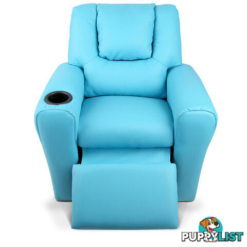 Premium Children PU Leather Sofa Kids Recliner Lounge Padded Arm Chair Blue