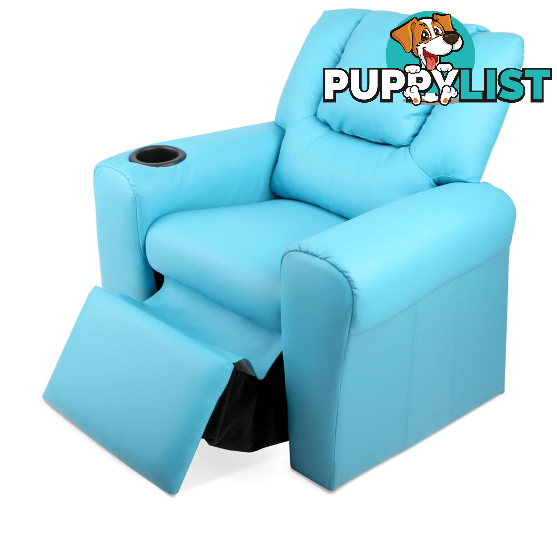 Premium Children PU Leather Sofa Kids Recliner Lounge Padded Arm Chair Blue