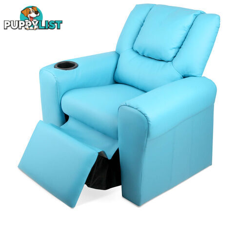 Premium Children PU Leather Sofa Kids Recliner Lounge Padded Arm Chair Blue