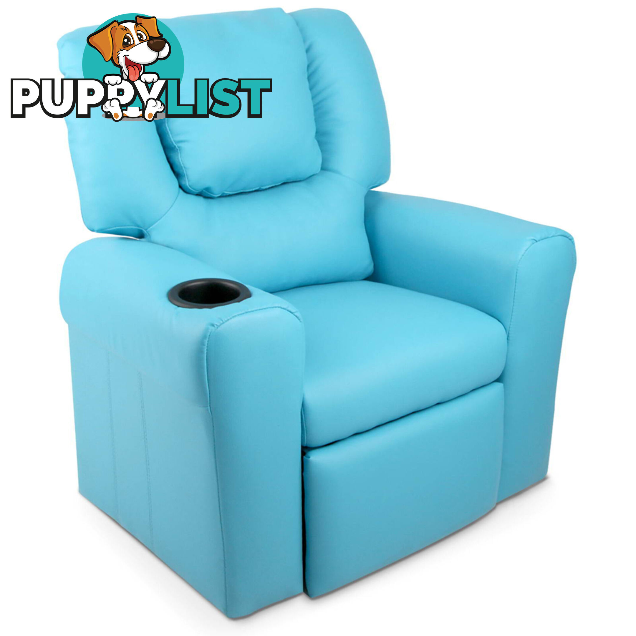 Premium Children PU Leather Sofa Kids Recliner Lounge Padded Arm Chair Blue