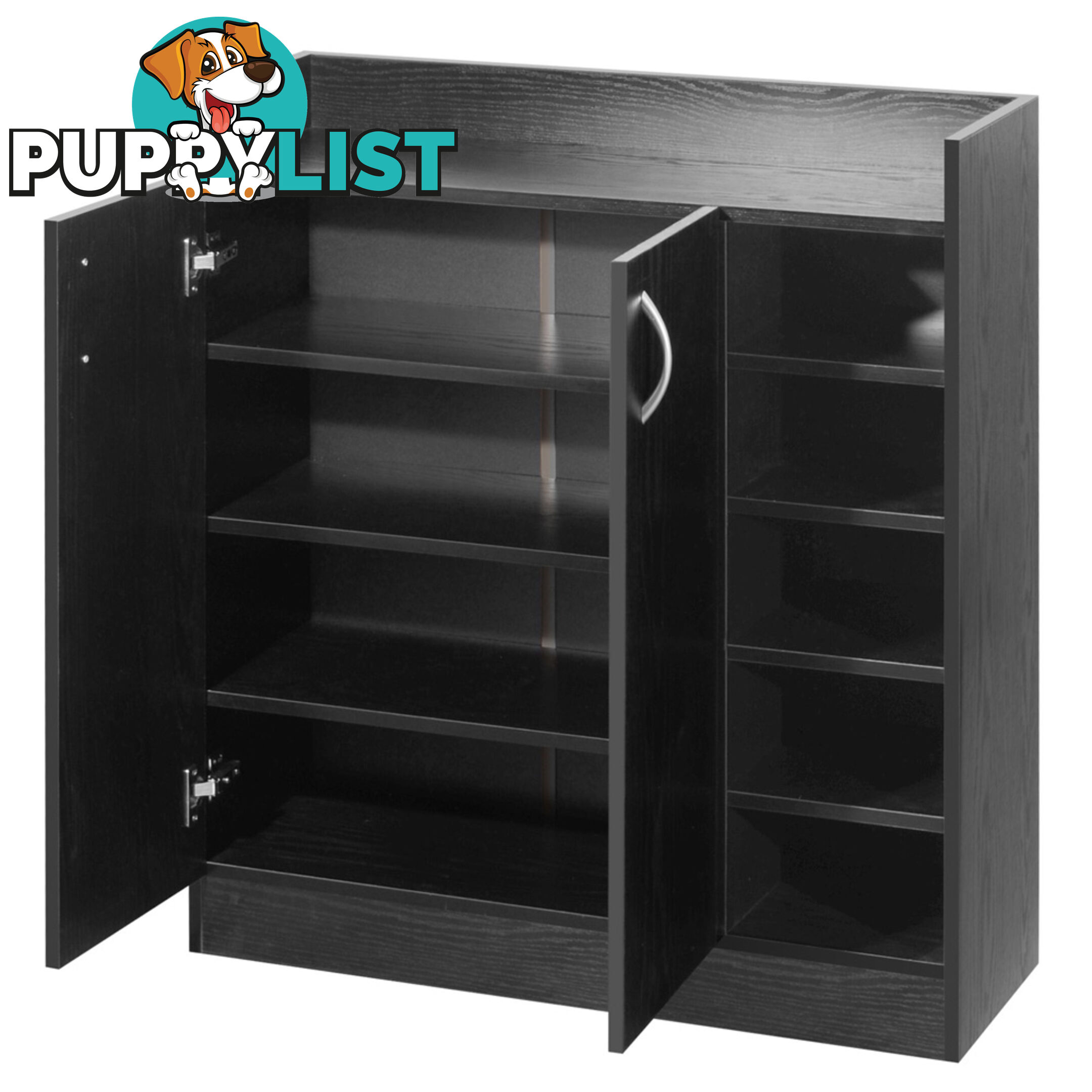 2 Doors Shoe Cabinet Storage Cupboard Black