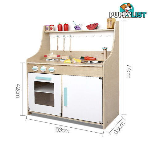 11Psc Wooden Pretend Kitchen Kids Toy Cookware Children Toddlers Cooking Set