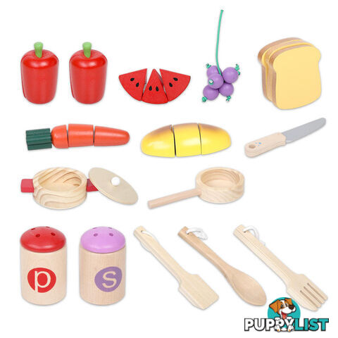 11Psc Wooden Pretend Kitchen Kids Toy Cookware Children Toddlers Cooking Set