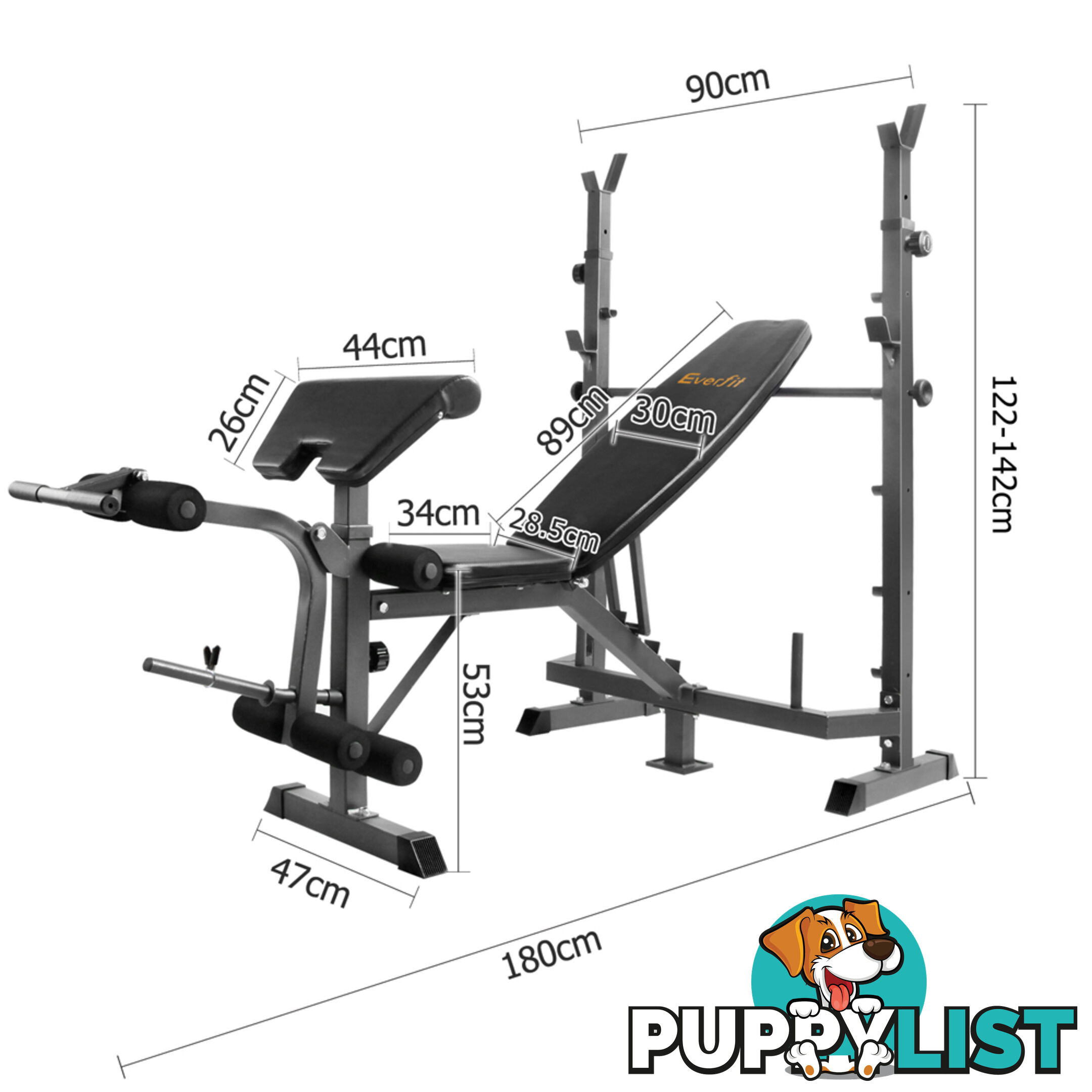 Multi Functional Weight Fitness Bench Exercise Home Gym Equipment Black