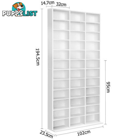 CD DVD Storage Shelf Rack Stand Cupboard Book Unit 528 DVD / 1116 CD White