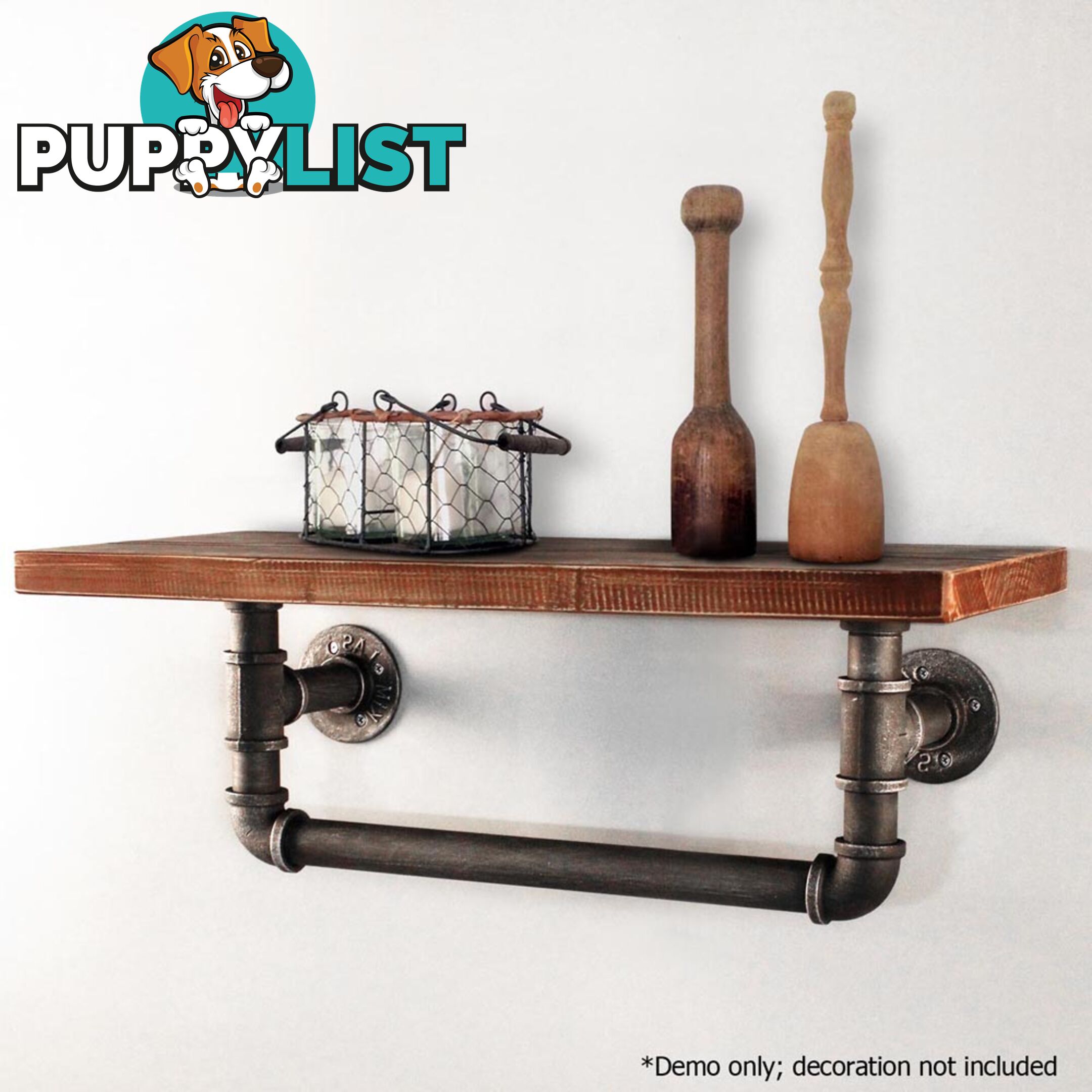 Rustic Industrial DIY Vintage Floating Pipe Shelf