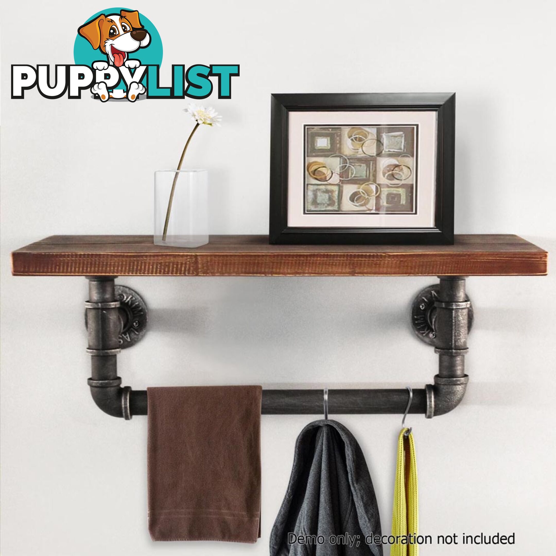 Rustic Industrial DIY Vintage Floating Pipe Shelf