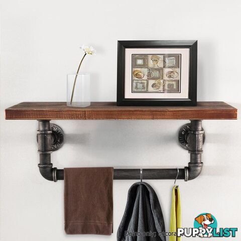 Rustic Industrial DIY Vintage Floating Pipe Shelf