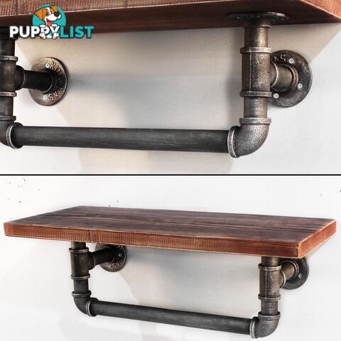 Rustic Industrial DIY Vintage Floating Pipe Shelf