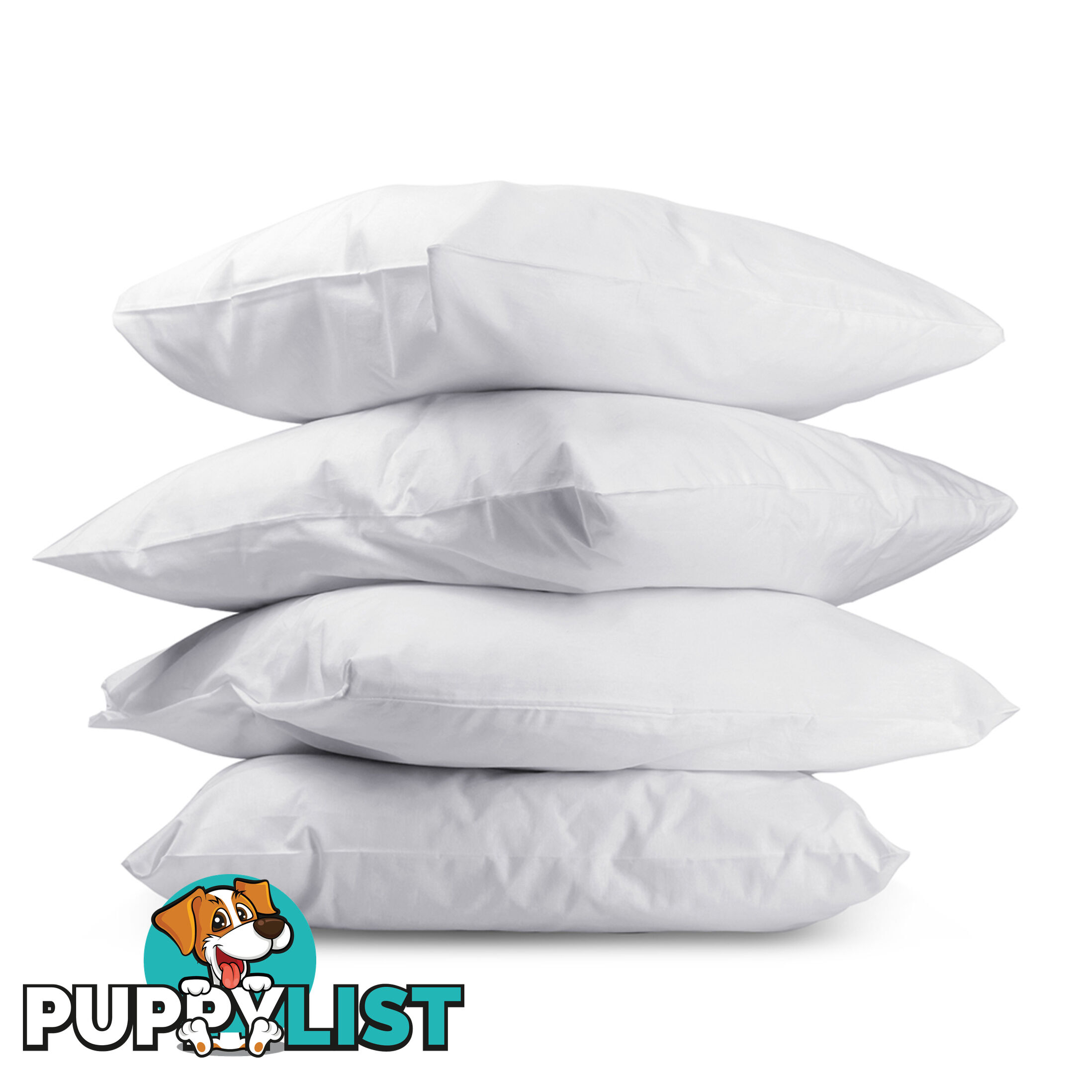 4 x Bed Pillows Set Firm Medium Cotton Cover Family Hotel Air BNB 73 x 48cm