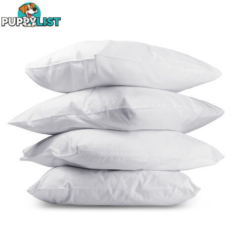 4 x Bed Pillows Set Firm Medium Cotton Cover Family Hotel Air BNB 73 x 48cm