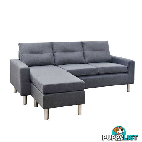 4 Seater Linen Fabric Sofa Couch w/ ottoman Grey