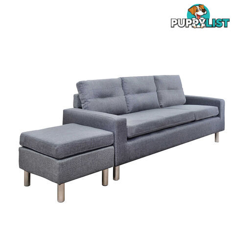 4 Seater Linen Fabric Sofa Couch w/ ottoman Grey