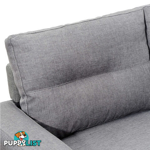 4 Seater Linen Fabric Sofa Couch w/ ottoman Grey