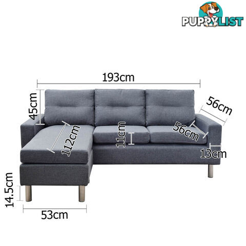 4 Seater Linen Fabric Sofa Couch w/ ottoman Grey