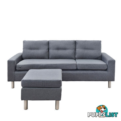 4 Seater Linen Fabric Sofa Couch w/ ottoman Grey