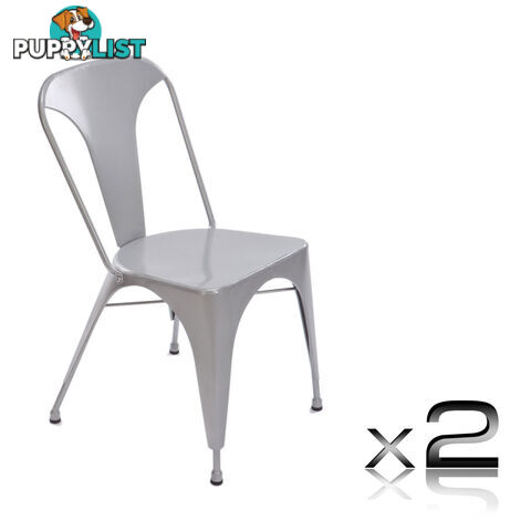 Set of 2 Steel Dining Chair Silver