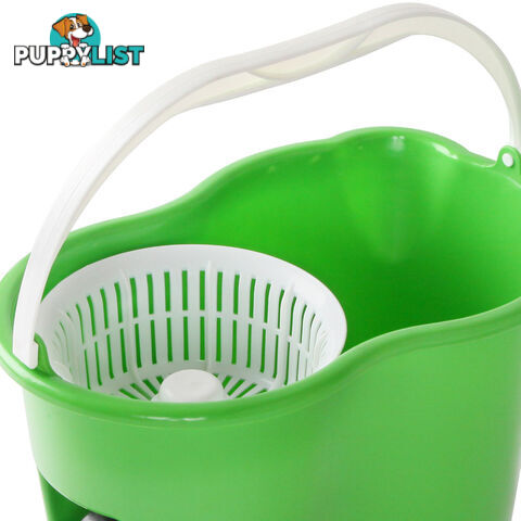 360 Degree Rotate Microfibre Spinning Mop 5L Spin Dry Bucket 2 Free Mop Heads GR