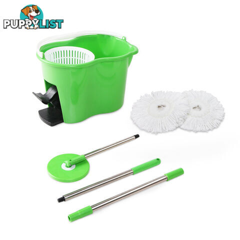 360 Degree Rotate Microfibre Spinning Mop 5L Spin Dry Bucket 2 Free Mop Heads GR