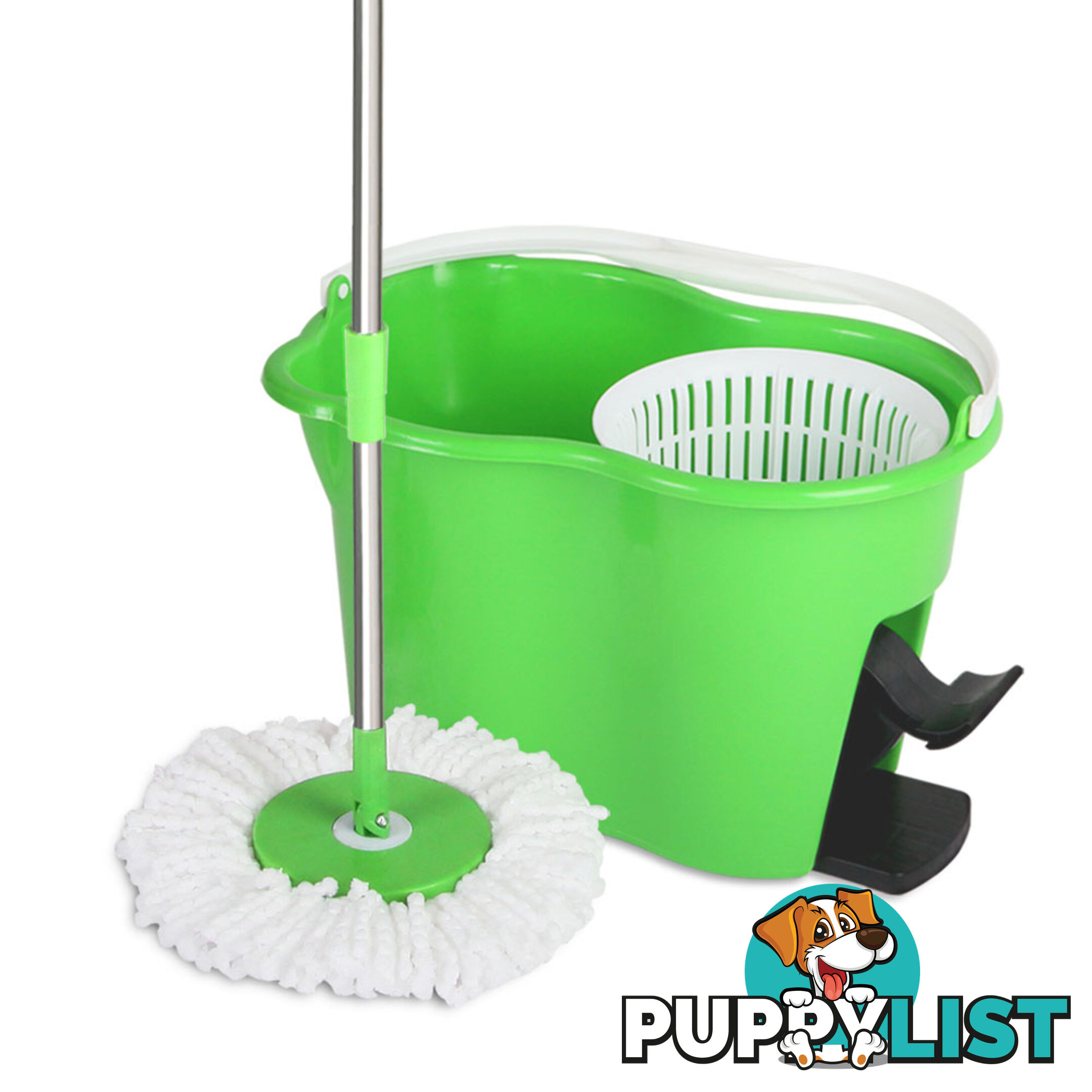 360 Degree Rotate Microfibre Spinning Mop 5L Spin Dry Bucket 2 Free Mop Heads GR