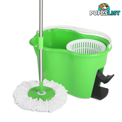 360 Degree Rotate Microfibre Spinning Mop 5L Spin Dry Bucket 2 Free Mop Heads GR