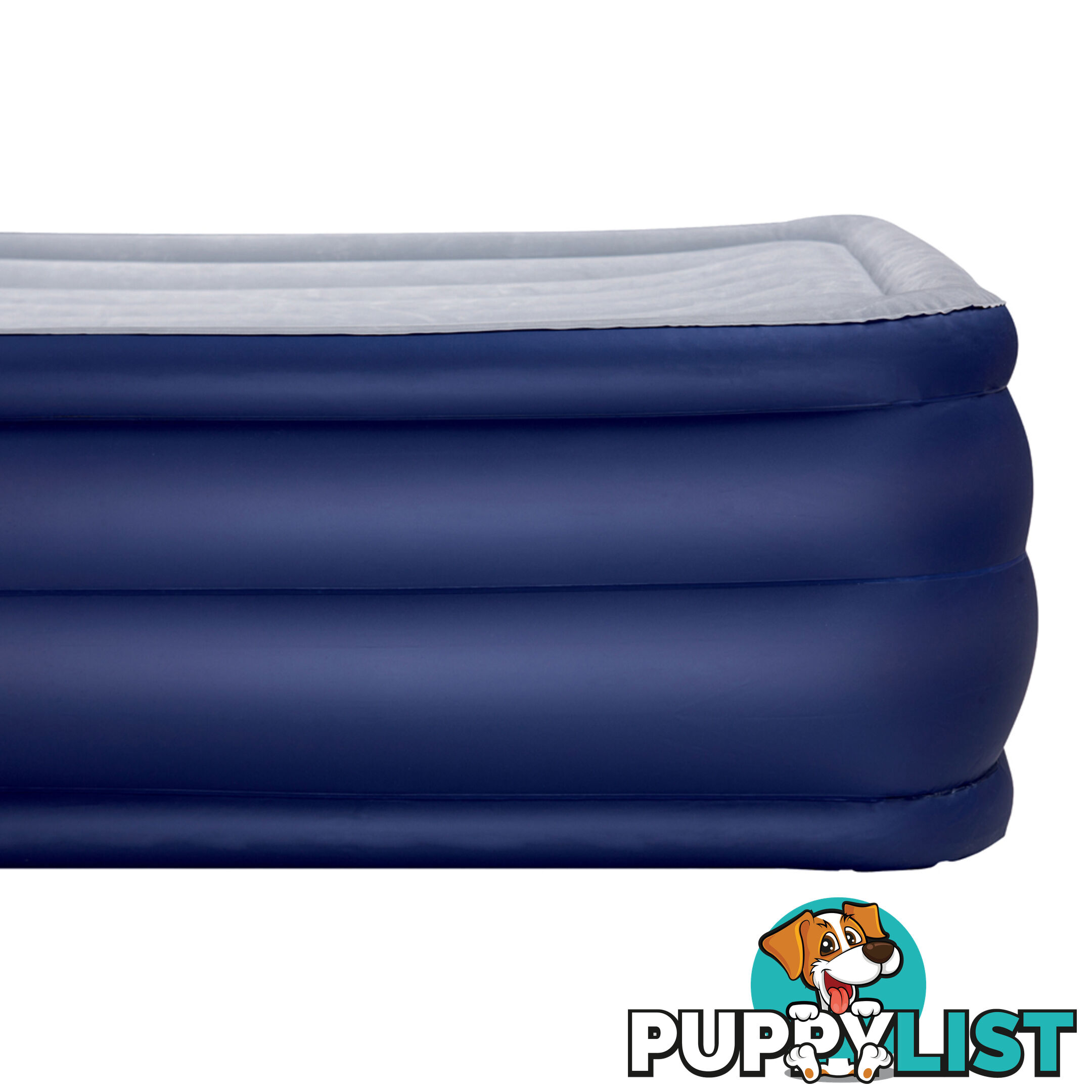 High Rise Queen Inflatable Air Bed Built-in Pump Blow Up Mattress Camping Blue