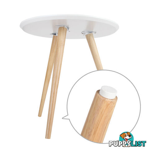 Round Bedside Coffee Table w/ Rubber Wood Legs